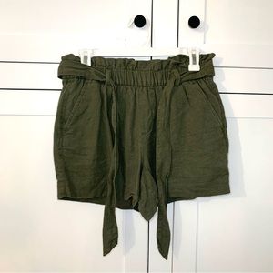 Old Navy Hunter Pines Green Linen Paperbag Shorts Size 2